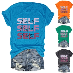 T-shirt femme en coton disponible en bleu lac, orange, vert émeraude et gris anthracite