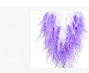 Détail de plumes naturelles violettes et blanches avec perles pour attrape-rêves