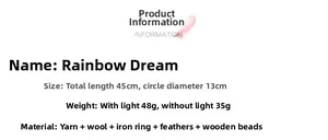 Detailed specifications of Rainbow Dream dreamcatcher with 45cm length and feather details
