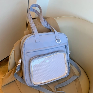 Ita Bag Nylon Shoulder Crossbody Bag With Transparent PVC Window Mesh Pocket Large Capacity Simple Casual Tote For Women