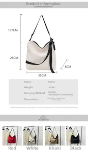 Dimensions détaillées et fiche technique d'un sac cabas en nylon léger de seulement 0,11kg