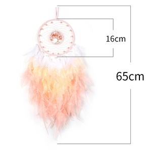 Detail of tree of life dreamcatcher with pink stones and 16cm ring diameter dimensions