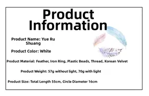 Detailed specifications of the white dreamcatcher with feathers and size dimensions