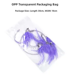 Purple dreamcatcher with feathers and beads in 30x18cm OPP packaging for home decor
