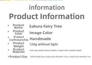 Detailed size and material specification chart for handmade Tree of Life wall hanging
