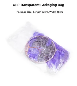 Purple Tree of Life dream catcher with feathers and beads in clear 32x18cm packaging