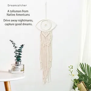 Evil Eye Dream Catcher Macrame Wall Hanging Handmade Cotton Rope Tassel Boho Nordic Style Home Decor Ornament