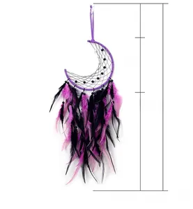 Bohemian moon dreamcatcher detail with size labels 16cm diameter and 55cm length