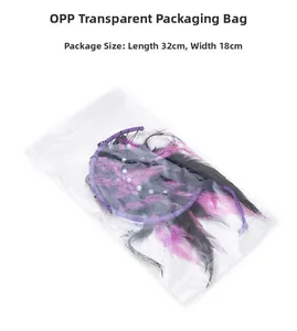 OPP transparent packaging bag showing feather dreamcatcher, dimensions 32cm by 18cm