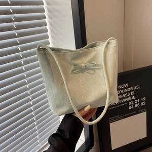 Borsa a Spalla da Donna in Pelle PU Pieghettata Con Fiocco Borsa Sottobraccio Trendy Stile Coreano Borsa Tote per Shopping