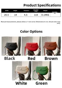 Detailed comparison of five chic PU leather saddle bags with product dimension chart