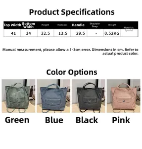 Tableau des tailles détaillé et options de couleurs pour le grand sac à main cabas