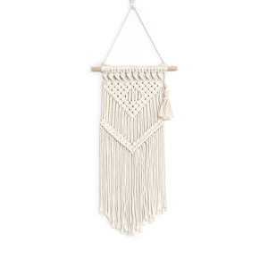 Handmade Bohemian Macrame Wall Hanging Tapestry Cotton Rope Woven Geometric Tassel Art For Home Living Room Bedroom Decor