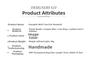 Specifications of the handmade copper wire tree of life car charm with crushed stones