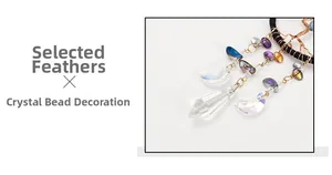 Detail of tree of life car charm featuring handmade wire-wrapped crystal beads and feathers