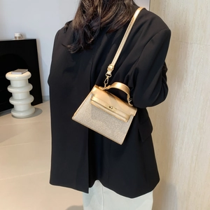Mini bolso cuadrado dorado con purpurina y correa ajustable para hombro para mujer