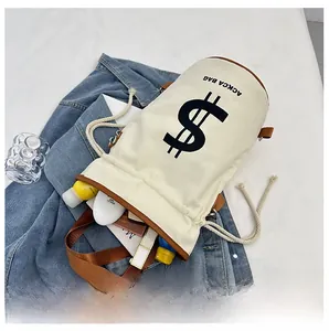 Top view of bucket bag interior showing spacious capacity for cosmetics and skincare