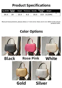 Tabella delle taglie e dimensioni per la borsa a sella in pelle PU in cinque colori