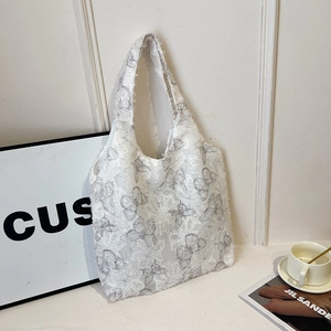 Butterfly Embroidered Nylon Tote Bag Large Capacity Casual Shoulder Bag For Women Fashion Simple Street Trend Underarm Bag
