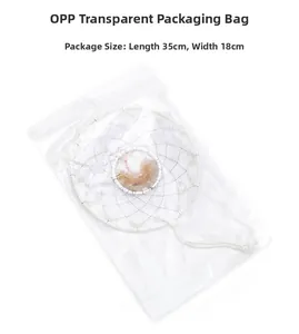 Detailed view of 35x18cm transparent OPP packaging bag with dream catcher inside