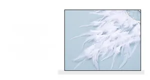 Detail of white handmade feathers and crystal beads on a dreamcatcher wall hanging