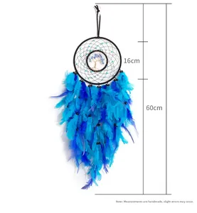 Blue dream catcher dimensions: 16cm ring diameter and 60cm total length with blue feathers