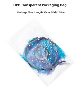 Blue dream catcher in OPP packaging with 35x18cm size label and feather details