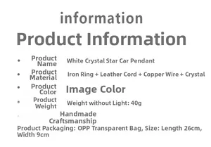 Detailed specifications for handmade crystal moon and star car hanging ornament