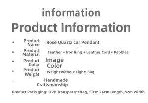 Detailed specs for the pink crystal dreamcatcher car charm made with feathers and stones