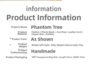 Detailed specifications for handmade Phantom Tree amethyst pendant with feather and copper wire