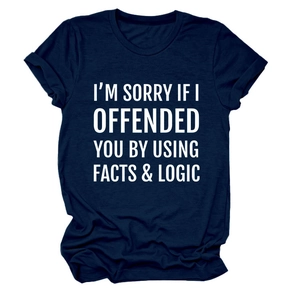 Detail of rolled sleeves and white slogan print on navy blue cotton t-shirt fabric