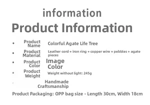 Detailed specifications for handmade seven color agate tree of life craft ornament
