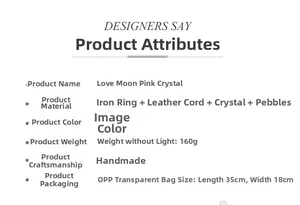 Detailed specifications of the handmade rose quartz moon dream catcher ornament