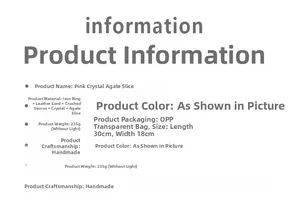 Detailed product specifications of handmade rose quartz and agate stone hanging decor