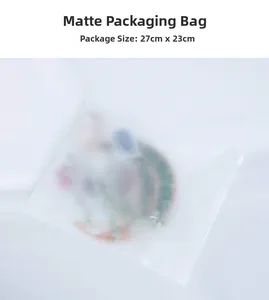 Frosted semi-transparent zipper bag 27x23cm showing craft items inside clearly