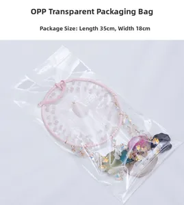 Pink quartz crystal dream catcher wall hanging with natural gemstones in OPP packaging
