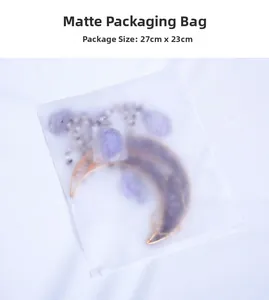 Frosted semi-transparent zipper bag for jewelry storage measuring 27cm by 23cm size