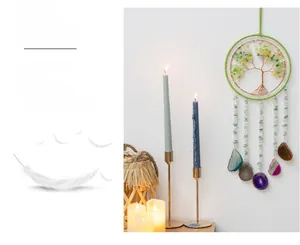 Detailed view of handmade Life of Tree wall hanging with colorful agate slices