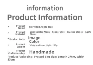 Detailed specifications of the Red Agate Tree suncatcher featuring weight and dimensions