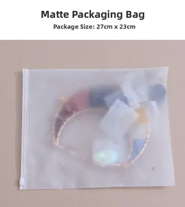 Frosted waterproof zipper bag 27x23cm for jewelry storage with translucent finish