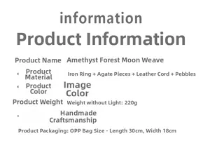 Detailed specifications of amethyst moon dreamcatcher hanging with material information