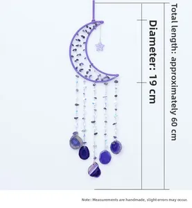 Detail showing amethyst moon dream catcher dimensions 19cm diameter and 60cm length
