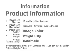 Detailed specifications of crystal suncatcher with iron, crystal and agate slice materials