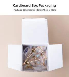 Detail of crystal suncatcher inside a 10x10x10cm white protective cardboard packaging box