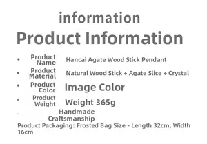 Specifications for handmade agate slice and crystal wood pendant wind chime, 365g weight
