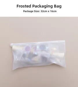 Detail of frosted zipper packaging bag with dimensions 32x16cm for wind chime accessories