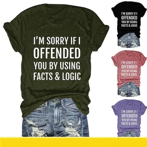 Slogan Graphic Print Women Short Sleeve T-Shirt Cotton Blend Round Neck Loose Fit Casual Summer Tee Top For Everyday Style