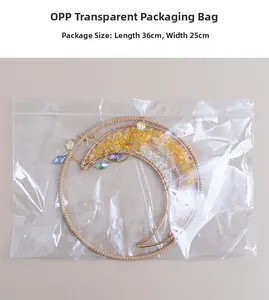 Moon shaped tree of life wall hanging in transparent OPP bag with packaging dimensions