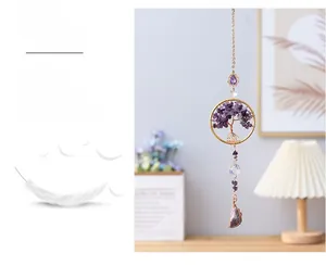 Détails de l'attrape-rêves Arbre de Vie en améthyste avec pierres et cristaux violets