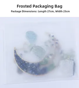 Frosted zipper bag packaging for dream catcher measuring 27cm x 23cm with moon pendant